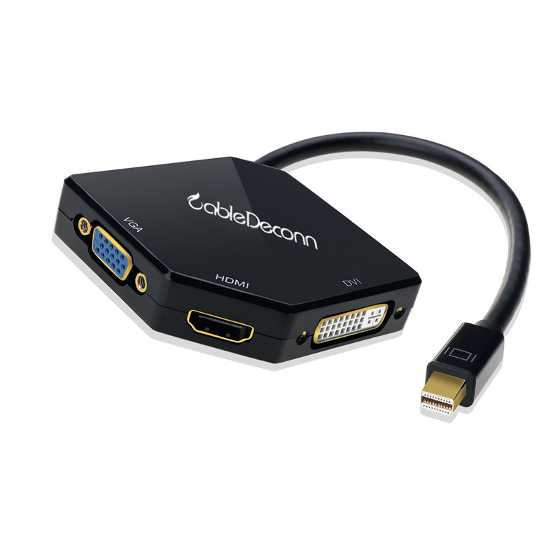 振德 CableDeconn 苹果Mini Displayport转VGA/HDMI/DVI连接Surface Pro23接投影