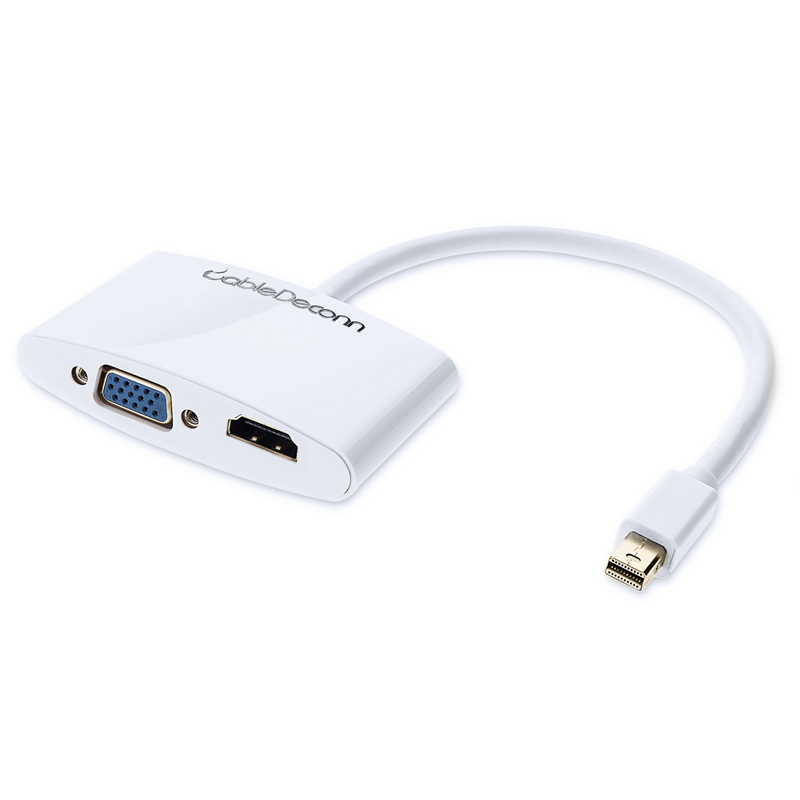 振德 CableDeconn Mini Displayport转VGA/HDMI二合一转换器 