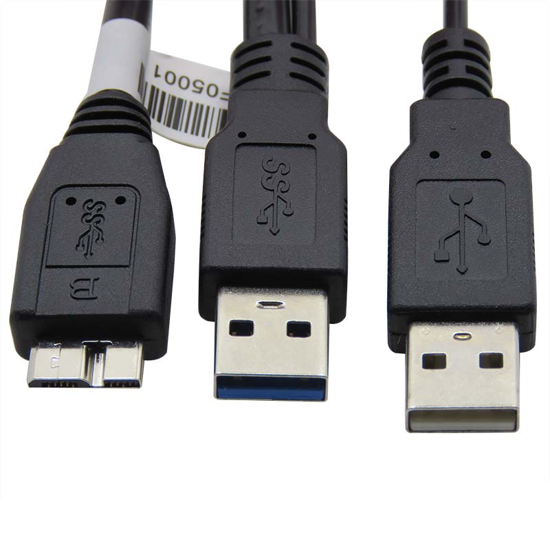 振德 CableDeconn Micro USB3.0数据线 双头USB移动硬盘盒连接线 带USB辅助供电 