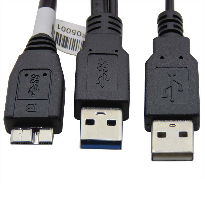  振德 CableDeconn Micro USB3.0数据线 双头USB移动硬盘盒连接线 带USB辅助供电 