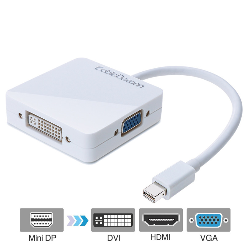 振德 CableDeconn MiniDisplayPort转VGA/HDMI/DVI三合一转换器 