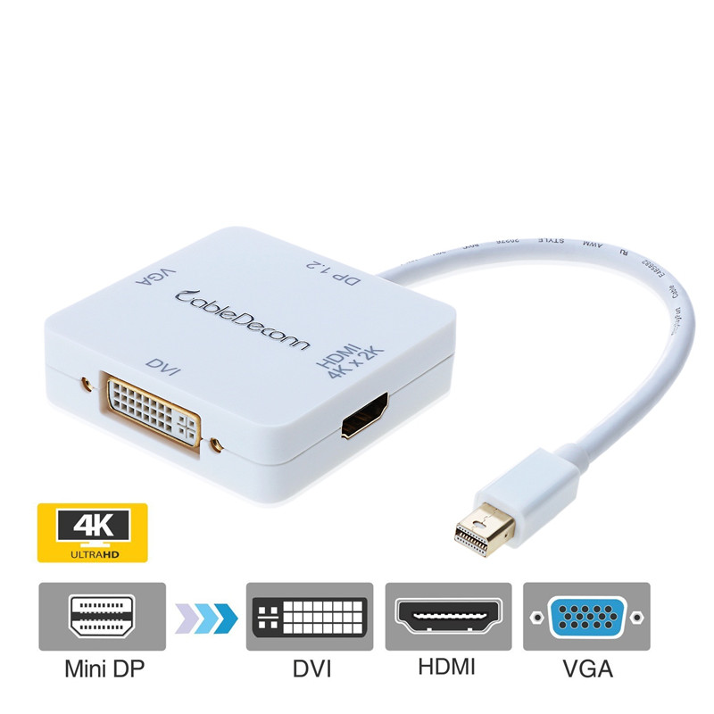 振德 CableDeconn  雷电Surface mini dp1.2版转VGA HDMI 4KX2K DVI三合一连接线