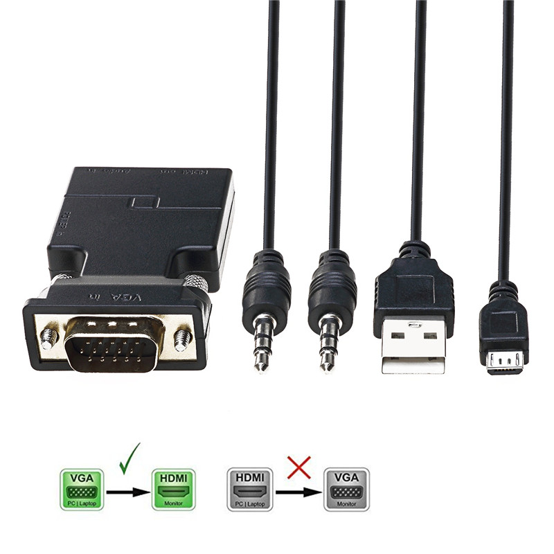 振德  CableDeconn VGA转HDMI转换器带音频高清线转接线