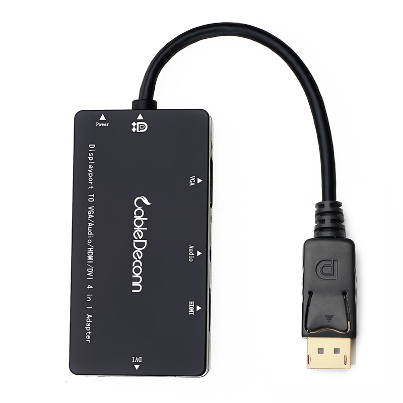 振德 CableDeconn DISPLAYPORT转HDMI DVI VGA+AUDIO四合一转接线转换器同时用