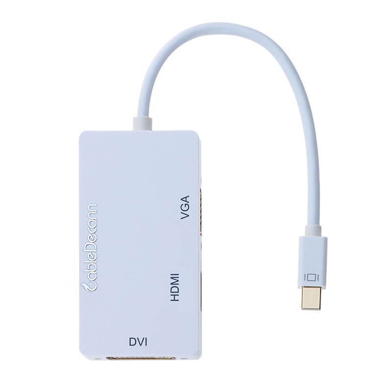 振德Cabledeconn mini dp转VGA HDMI DVI三合一电脑高清电视连接线