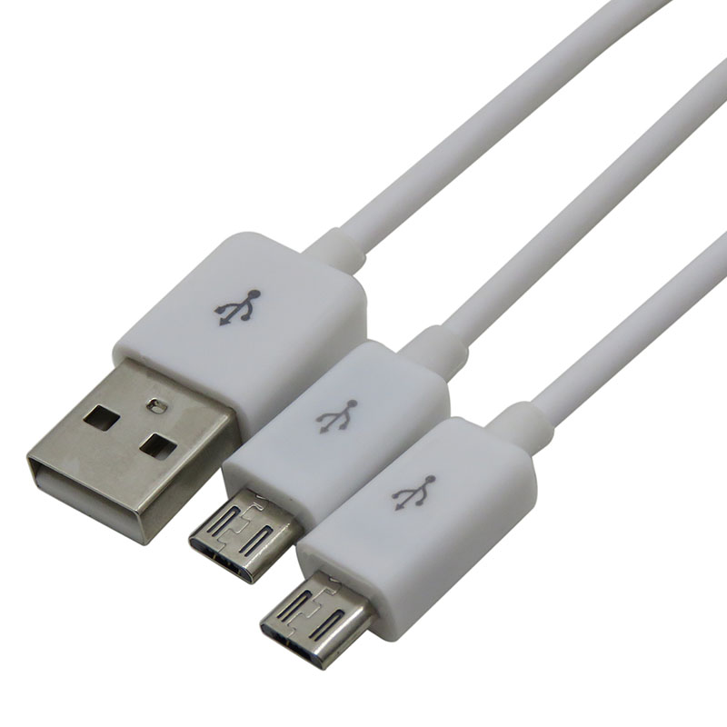 振德 CableDeconn 白色USB公转2个MICRO公 一分二数据充电线 一拖二充两部安卓手机