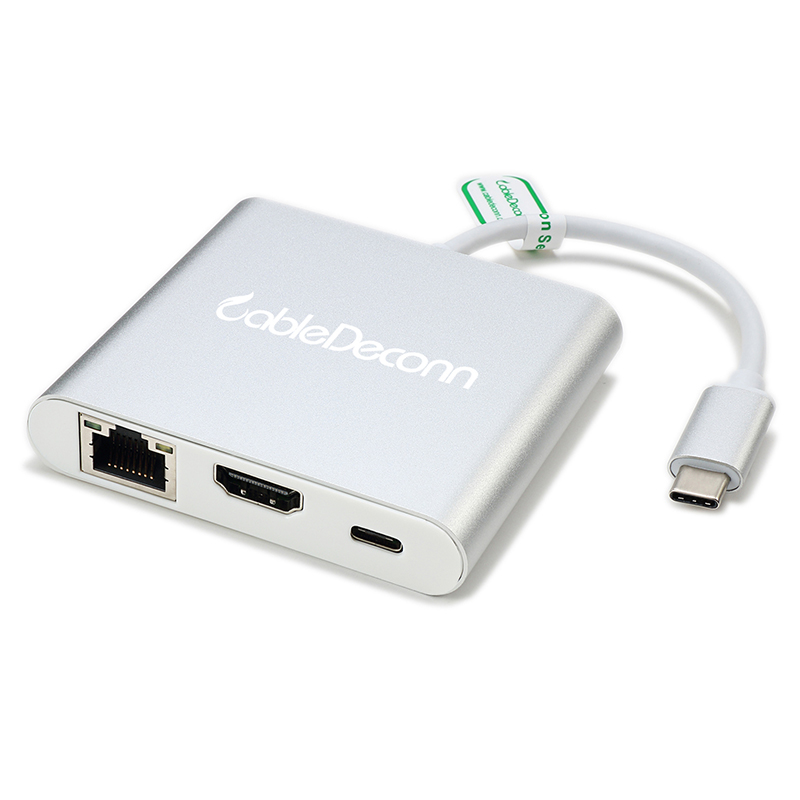振德 CableDeconn  USB 3.1 C型数据线转HDMI+USB3.0+typeC RJ45千兆网卡