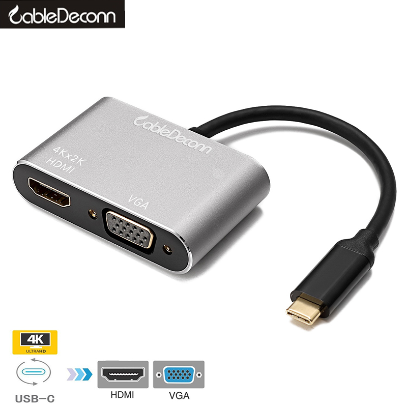 振德CableDeconn type-c 转hdmi/vga二合一转接线