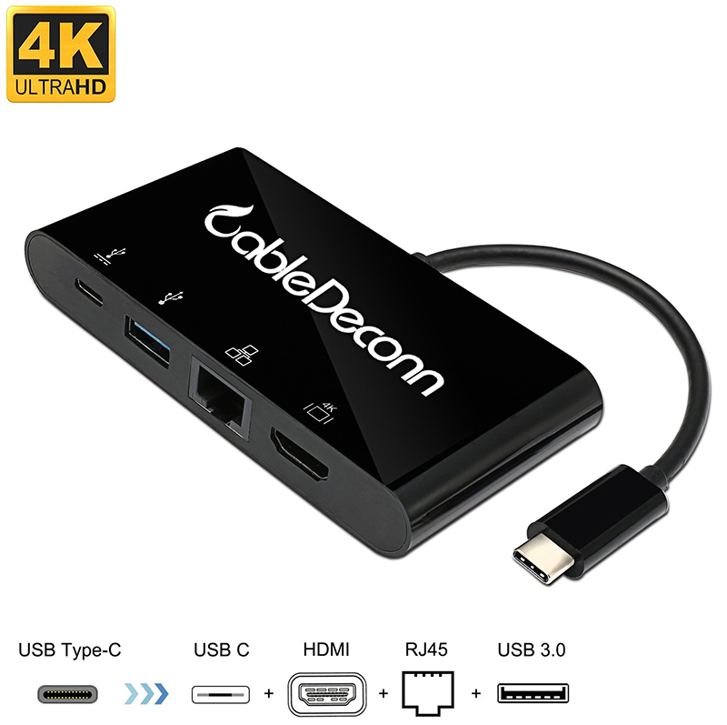 振德 CableDeconn Type-C转HDMI/千兆网卡/USB3.0/充电口扩展坞