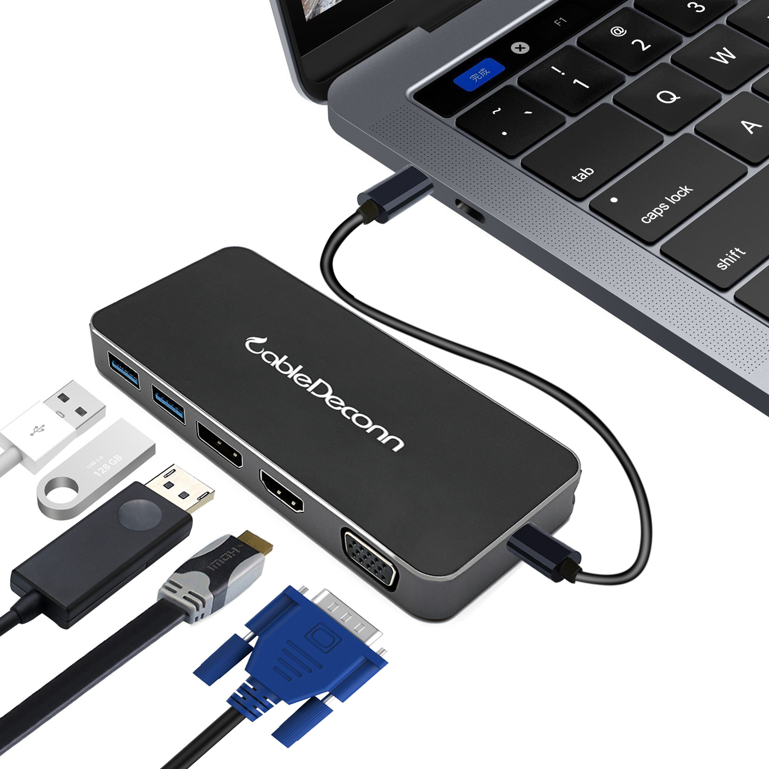 振德 CableDeconn type-c转VGA HDMI DP USB3.0HUB扩展坞 多功能转换器