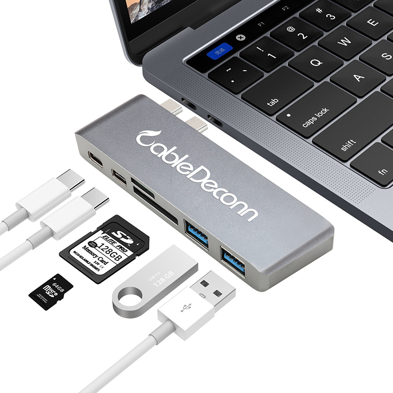 振德 CableDeconn Type-C转2个USB-C/SD/TF/HUB集线器