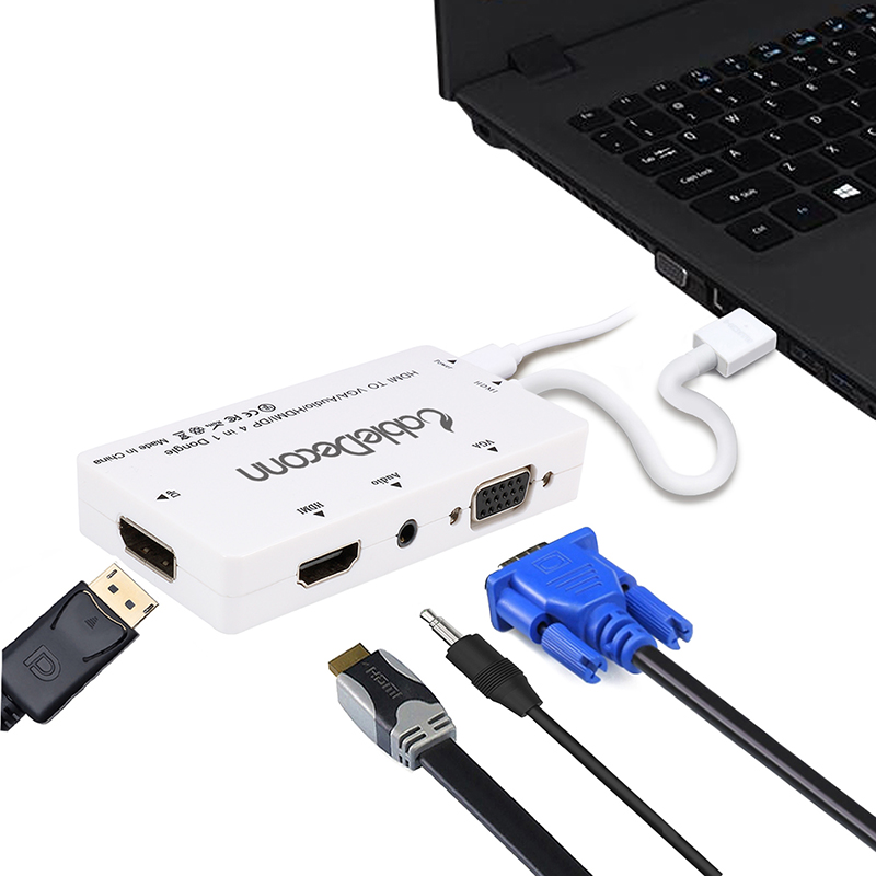 振德 CableDeconnHDMI四合一转换器 转DP+VGA+HDMI+Audio笔记本电脑转显示器投影仪