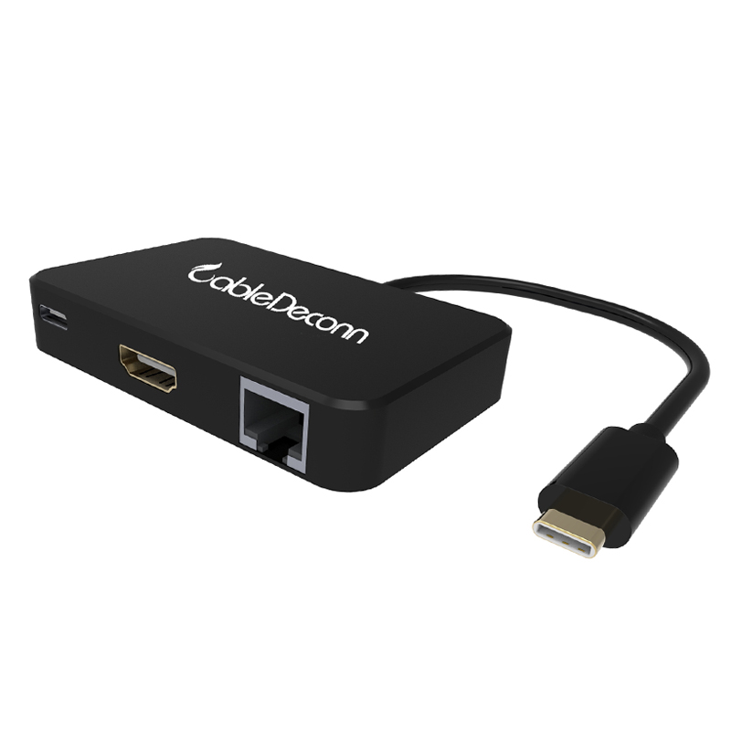 振德 CableDeconn Type-C五合一笔记本转换器 HDMI/RJ45/USB HUB