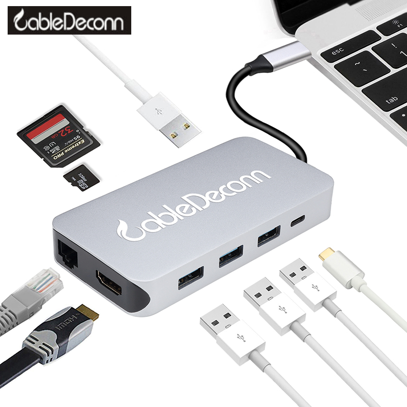 振德 CableDeconn Type-C 转RJ45/HDMI/HUB/PD/ 9合1 转换器  