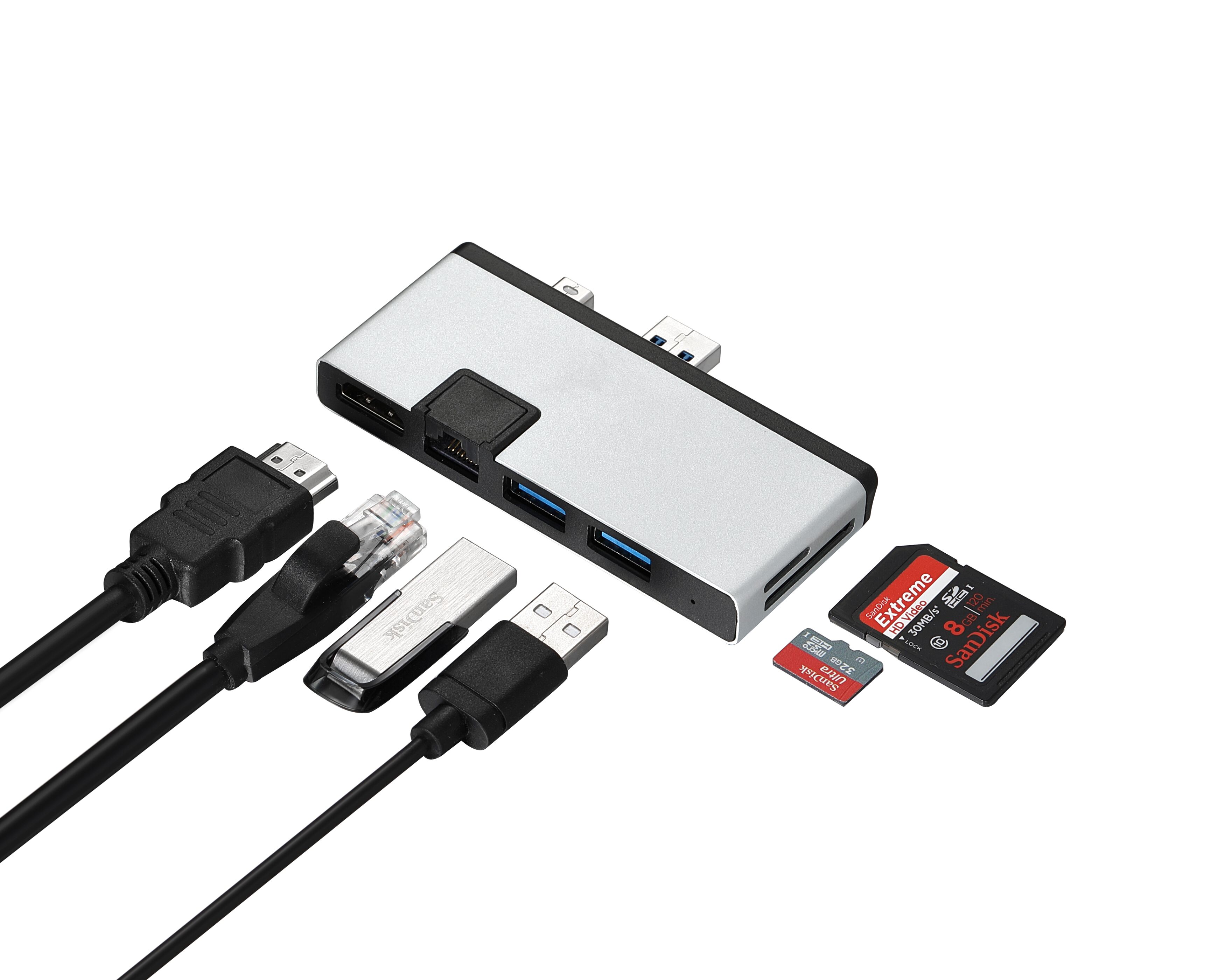 振德 CableDeconn  HDMI网线TF/SD读卡usb3.0多功能转换器适用微软surface pro扩展坞