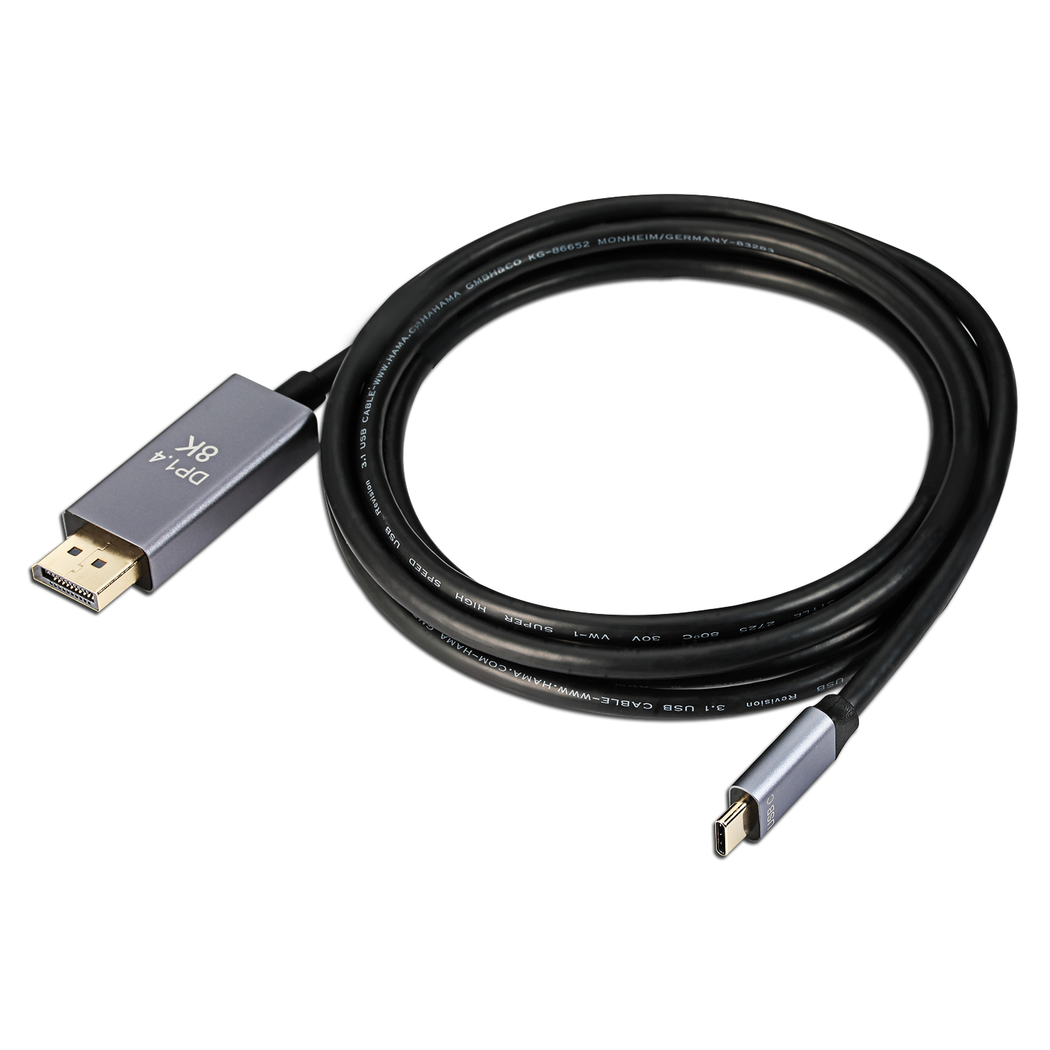 振德 CableDeconn Type C转大DP 8K@60Hz 1.4版USB3.1适用于苹果笔记本高清视频线